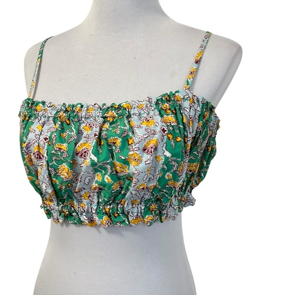 RHODE x Target Womens Whimsical Floral Stripe Print Shirred Crop Tank Top Sz Med - Picture 5 of 11